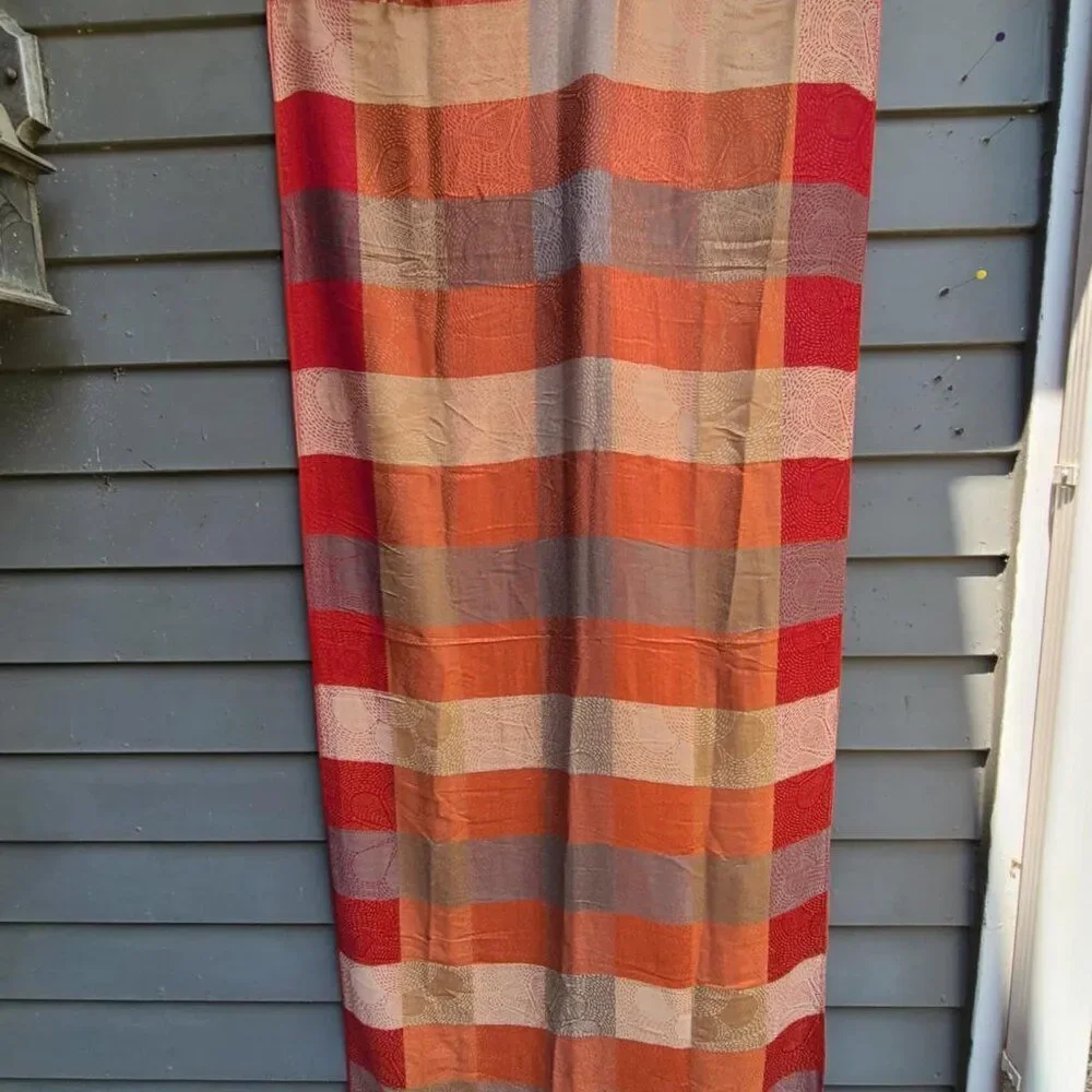 Color Block Pashmina Red, Gold, Taupe, Rust